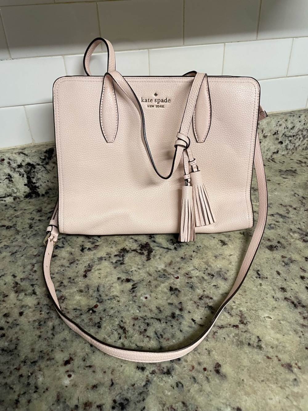 Kate Spade New York Rowe Satchel is a leather handbag pale blush purse bag